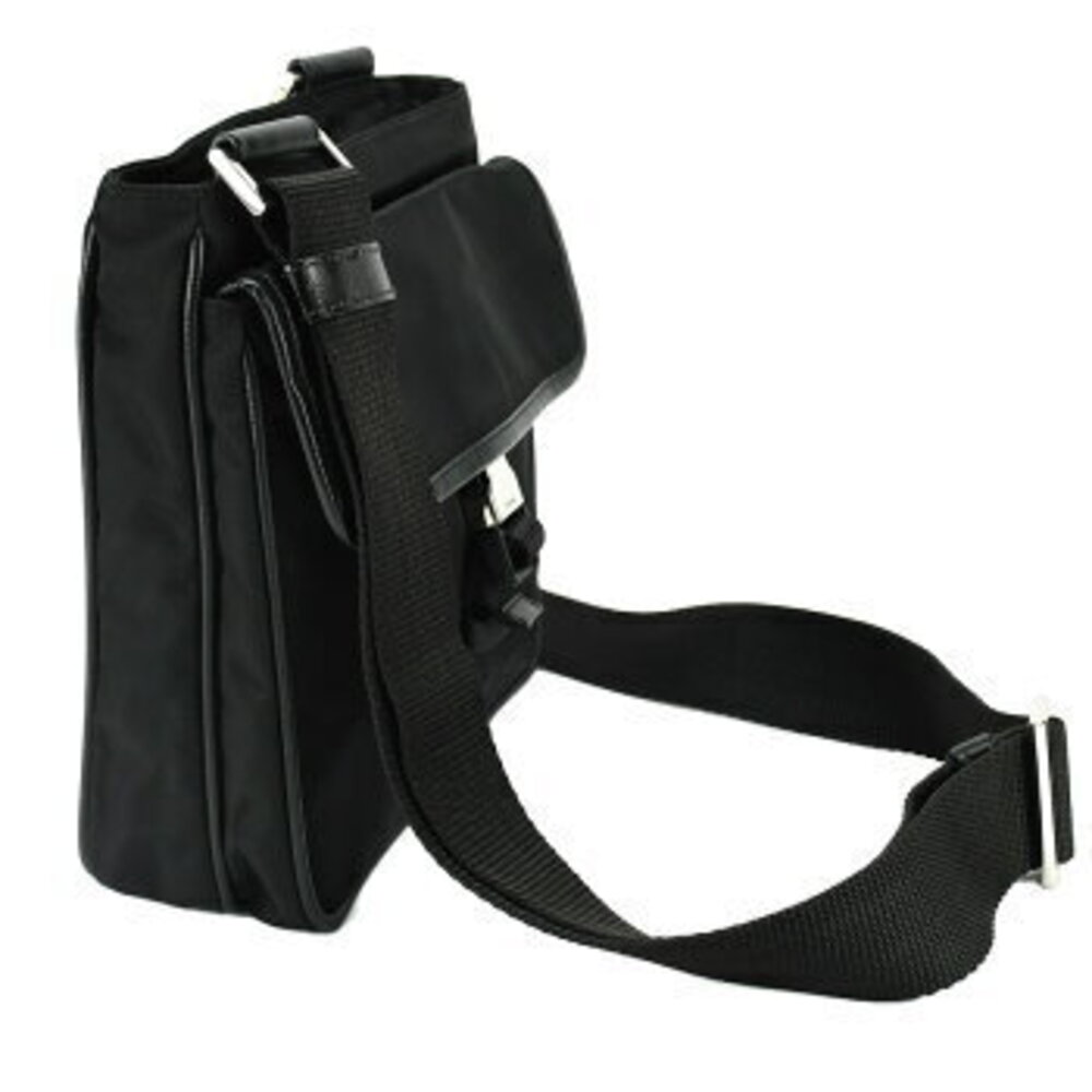 Prada Black Logo Leather Shoulder Crossbody Triangle Bag Saffiano Tessuto - Picture 4 of 8